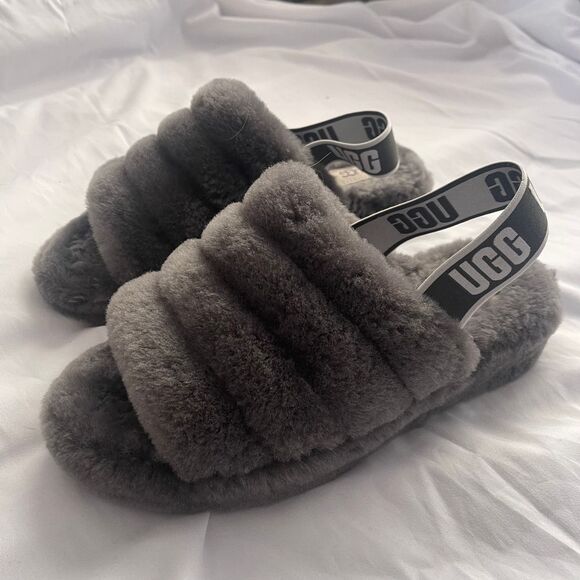 UGG Fluff Yeah Gray Slide - Picture 3 of 11